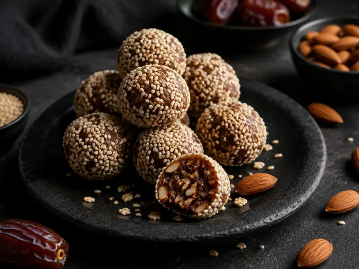 Wattleseed & Macadamia Bites — The finished dish