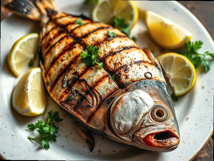 Shorshe Ilish, Grilled — The finished dish