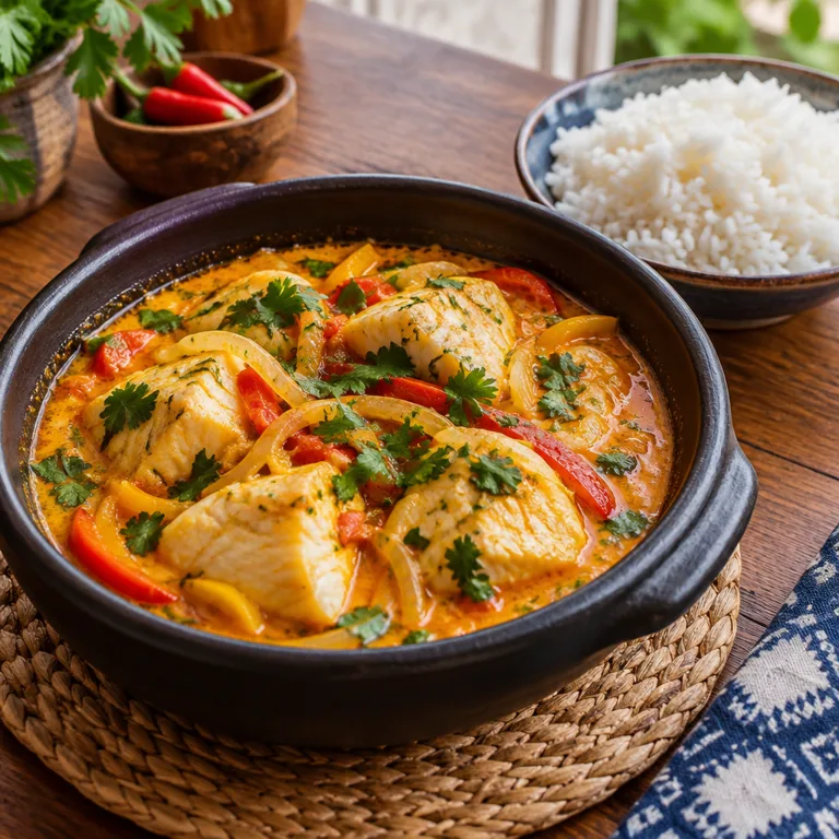 Moqueca Baiana with Rice — The finished dish
