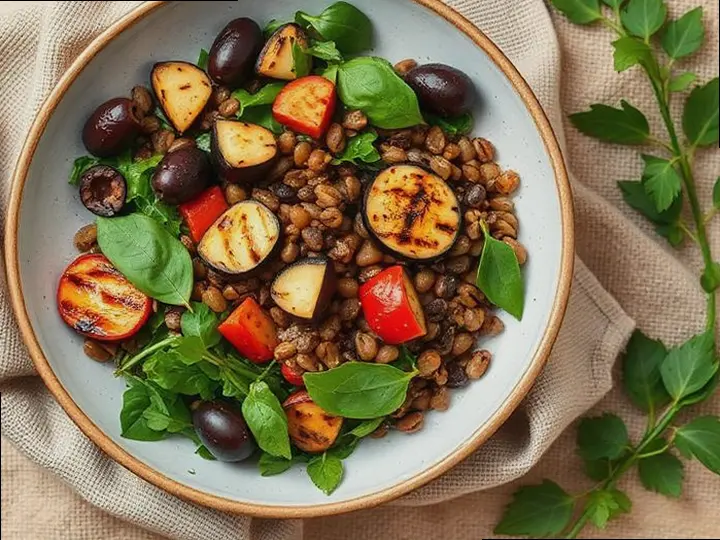 Cretan Lentil & Wild Green Bowl — The finished dish