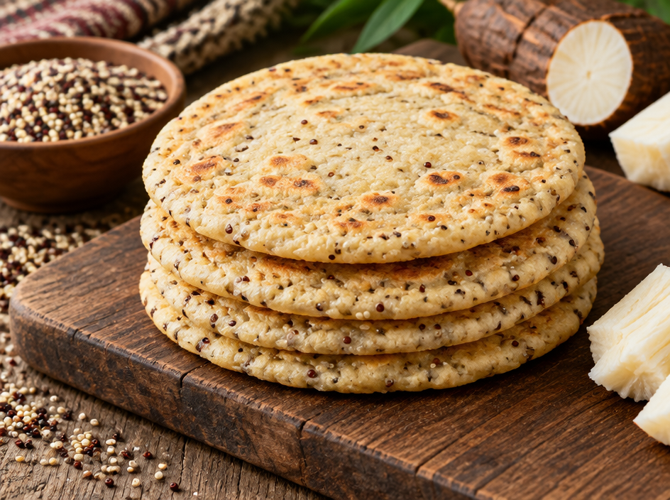 Quinoa & Yuca Flatbread — The finished dish