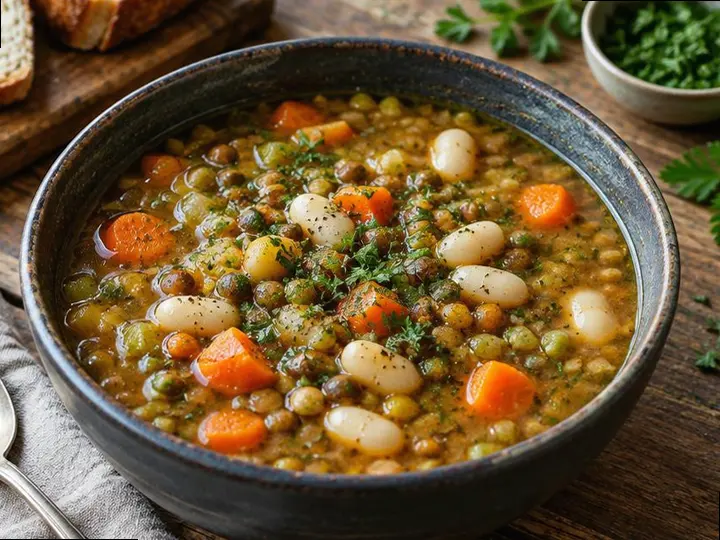 Fasolada Bean Soup — The finished dish
