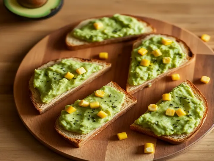 Corn & Avocado Smash Toast (Kalaallit style) — The finished dish