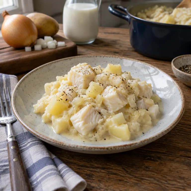 Light Plokkfiskur with Cod and Potatoes — The finished dish