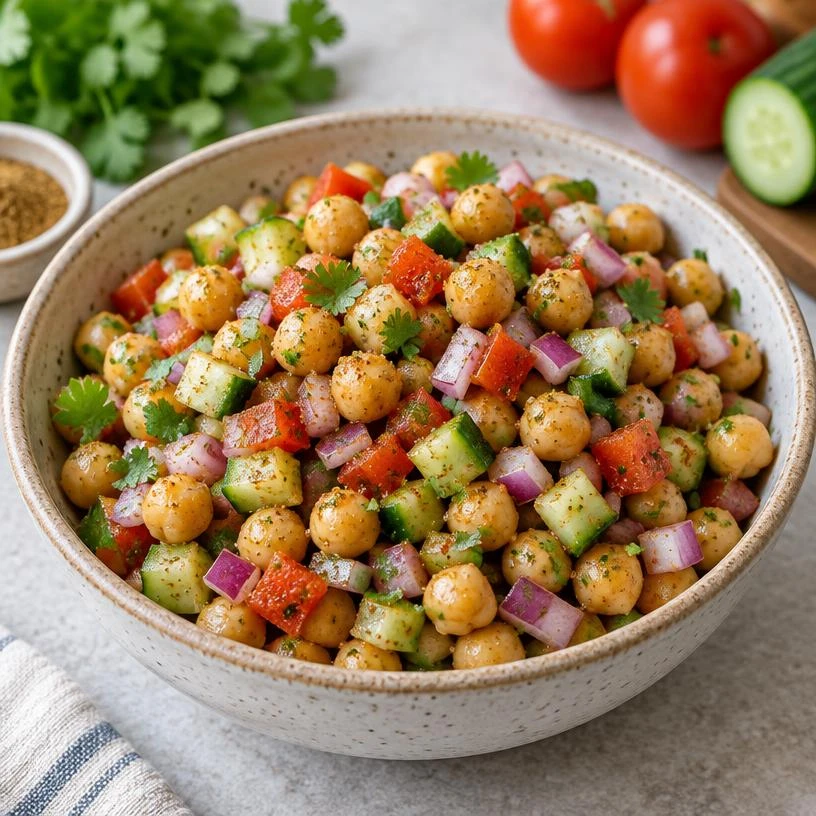 Chickpea Kachumber Salad — The finished dish
