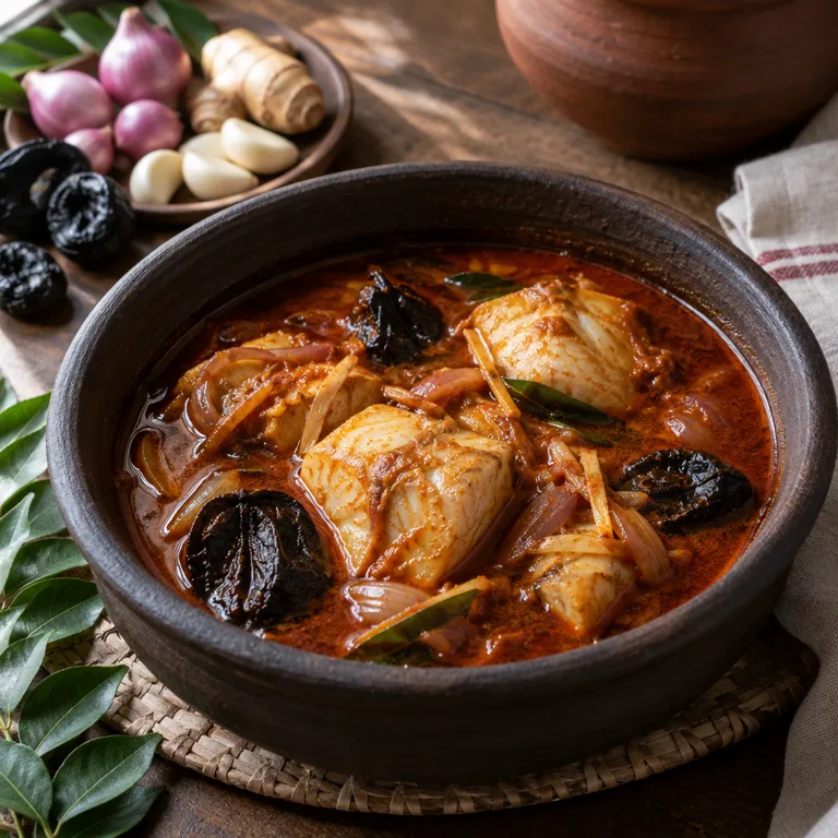 Kudampuli Meen Curry — The finished dish