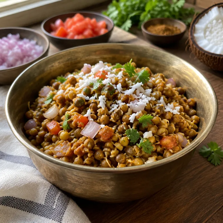 Matki Usal — The finished dish
