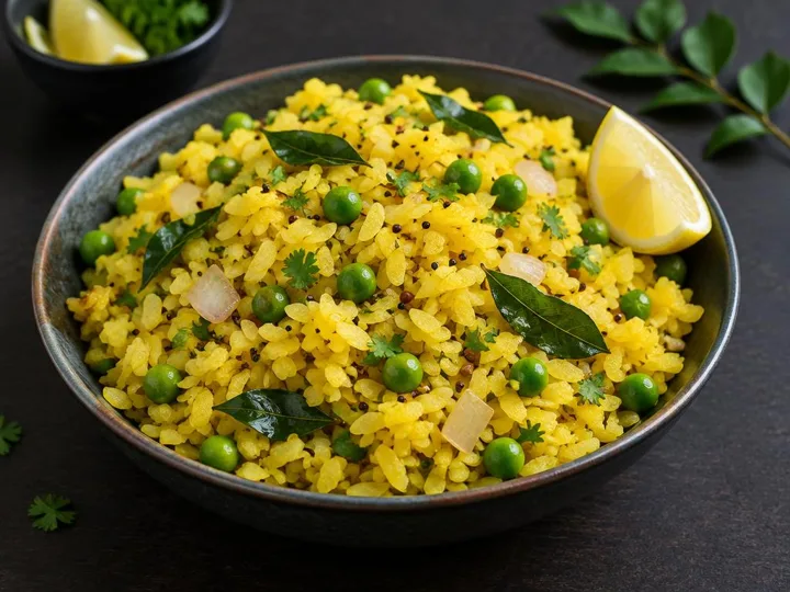 Vegetable Poha — The finished dish