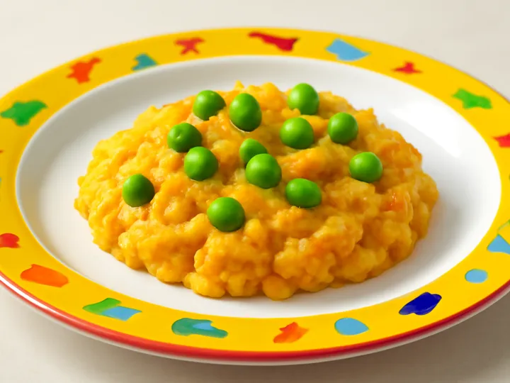 Yellow Lentil Mash with Green Pea Dots — The finished dish