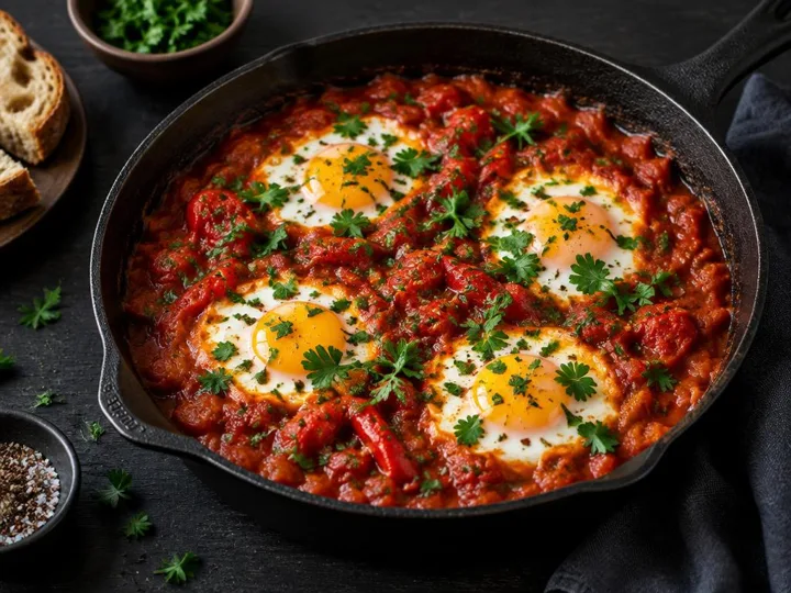 Shakshuka with Herbs — The finished dish