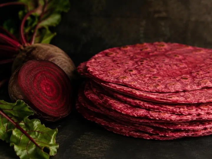 Beetroot Spelt Tortillas — The finished dish