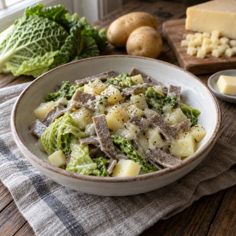 Pizzoccheri with Savoy Cabbage and Potato — The finished dish