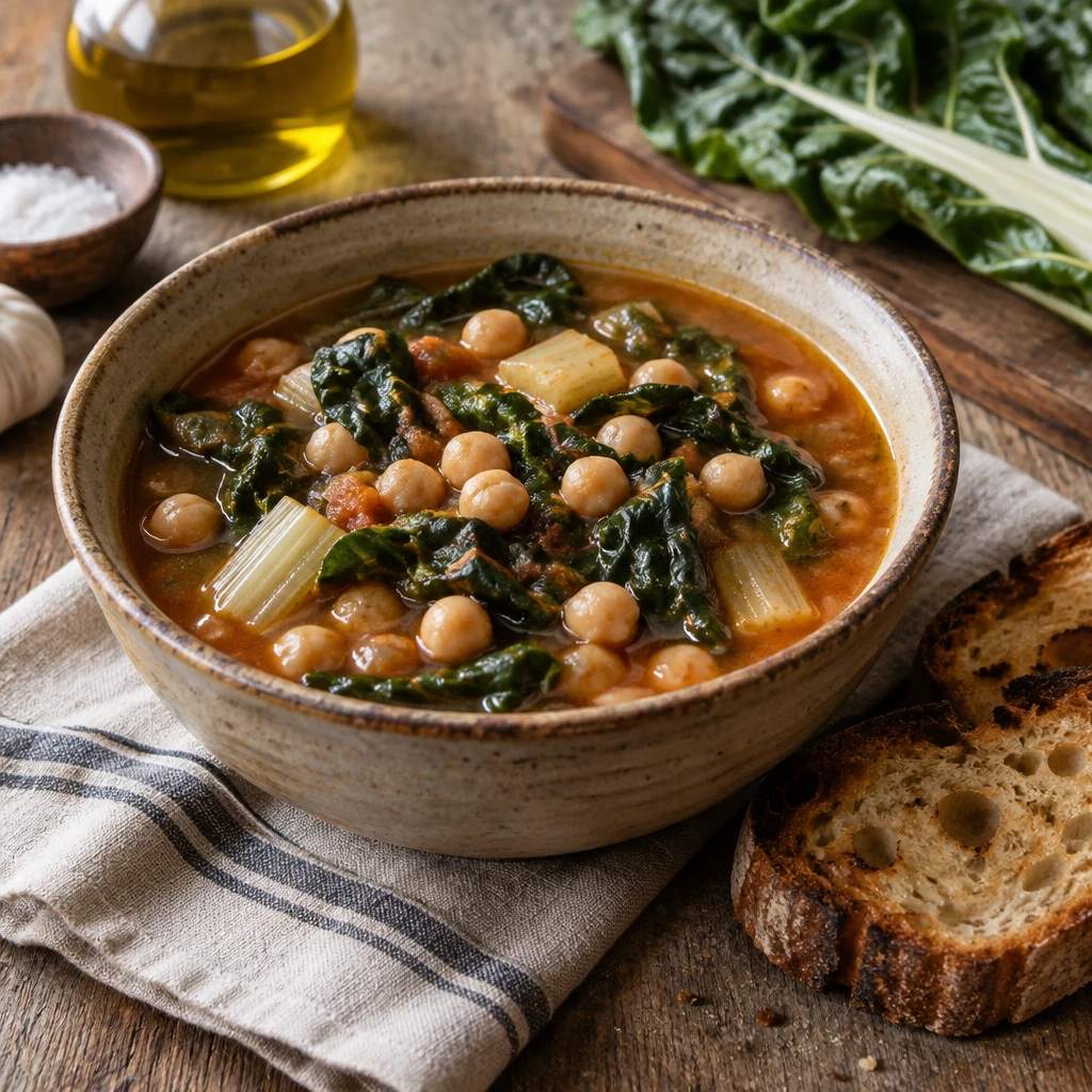Zuppa di Ceci e Bietole Chickpea and Chard Soup — The finished dish