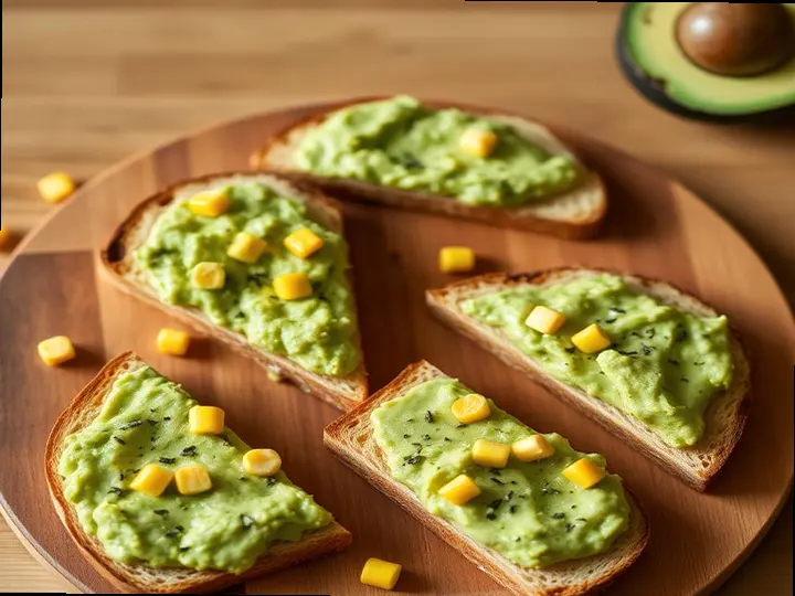 Corn & Avocado Smash Toast (Maroon style) — The finished dish