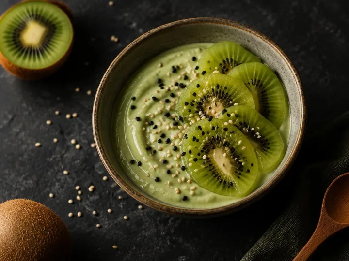 Matcha Kiwi Yoghurt Bowl — The finished dish