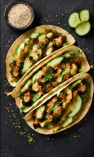 Sesame Tofu & Cucumber Tacos — The finished dish