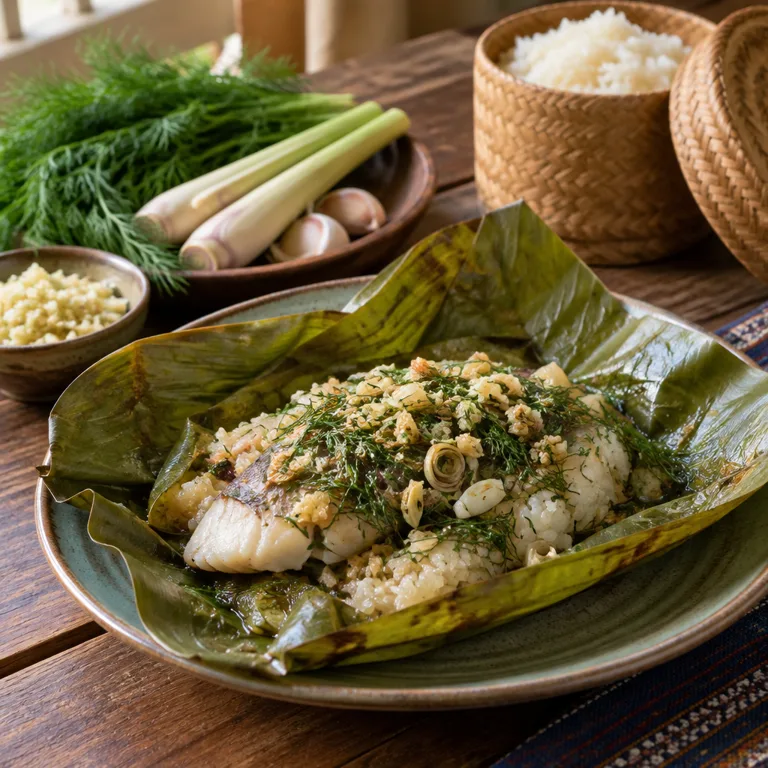 Ping Pa with Sticky Rice — The finished dish