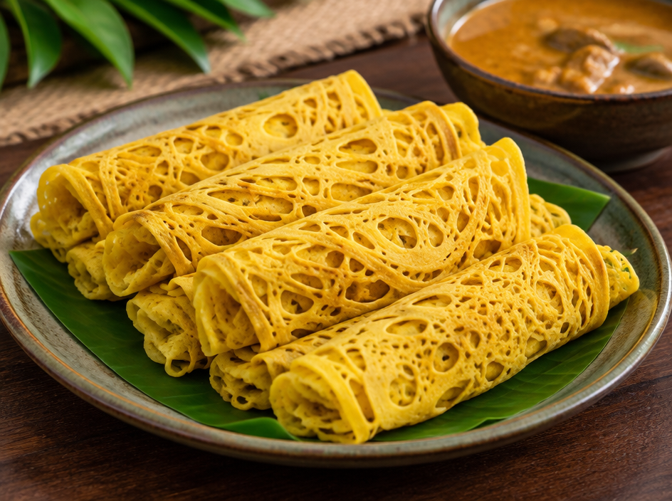 Wholemeal Roti Jala — The finished dish