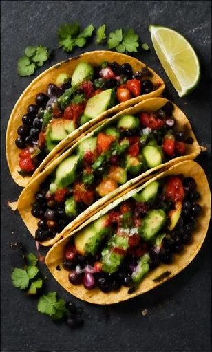 Black Bean & Avocado Tacos — The finished dish