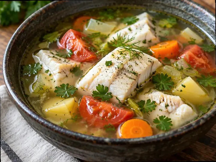 Charales & Chayote Soup — The finished dish