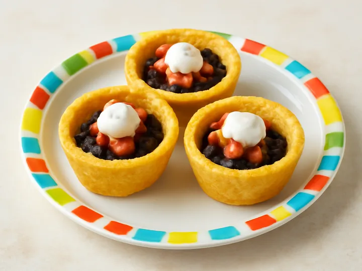 Golden Corn Cups with Black Bean Centers — The finished dish