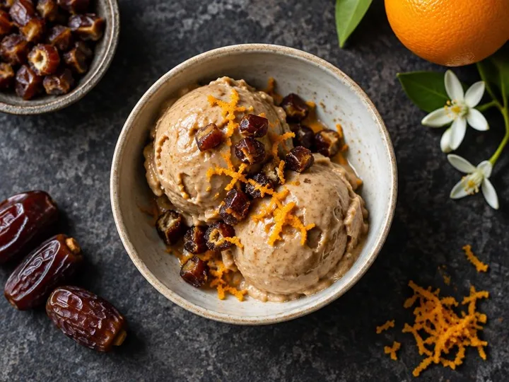 Date & Orange Blossom Nice Cream — The finished dish