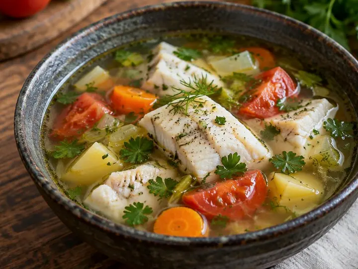 Fish & Lemongrass Soup — The finished dish
