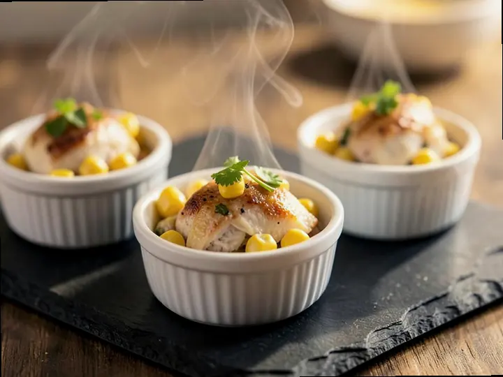 Steamed Chicken & Corn Cups (Newar style) — The finished dish
