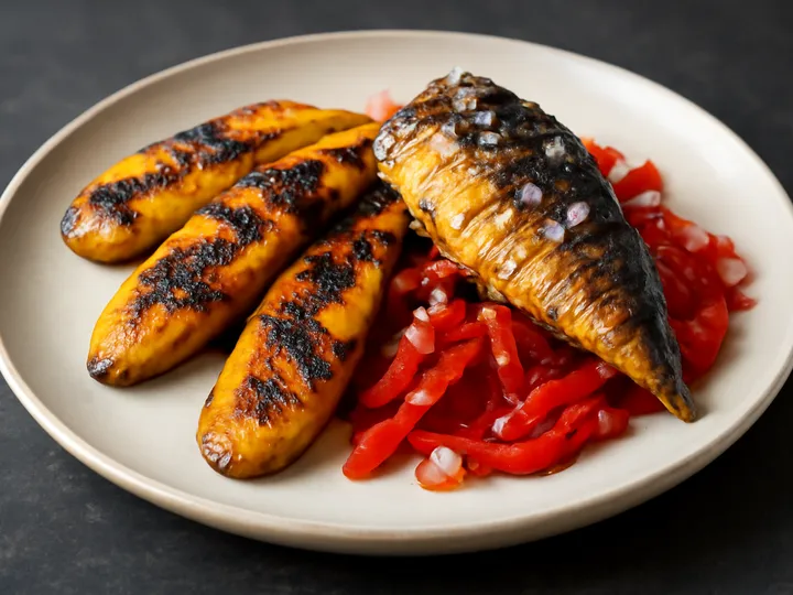 Charred Boli with Mackerel and Red Pepper — The finished dish