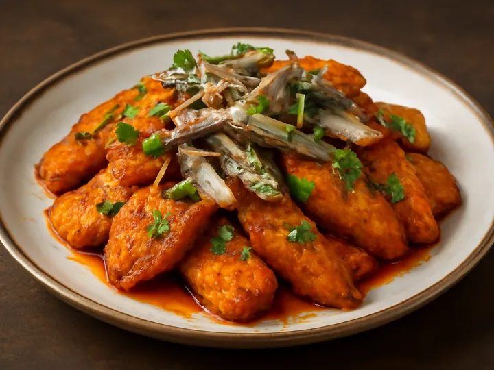 Golden Kekefiyai with Silver Fish Flakes — The finished dish