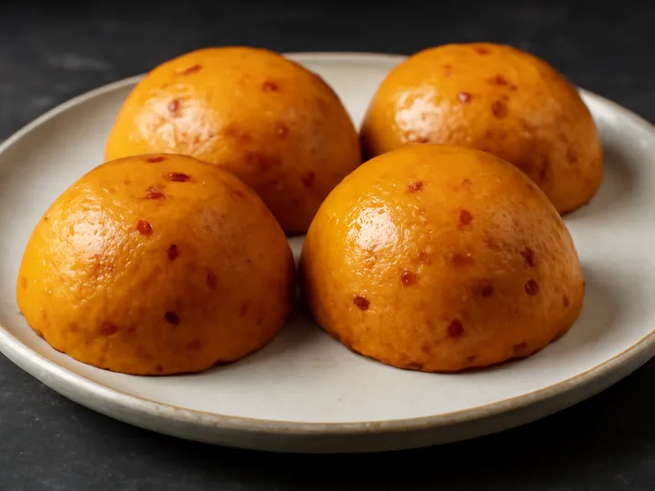 Pale Gold Okpa Domes with Chili Speckles — The finished dish