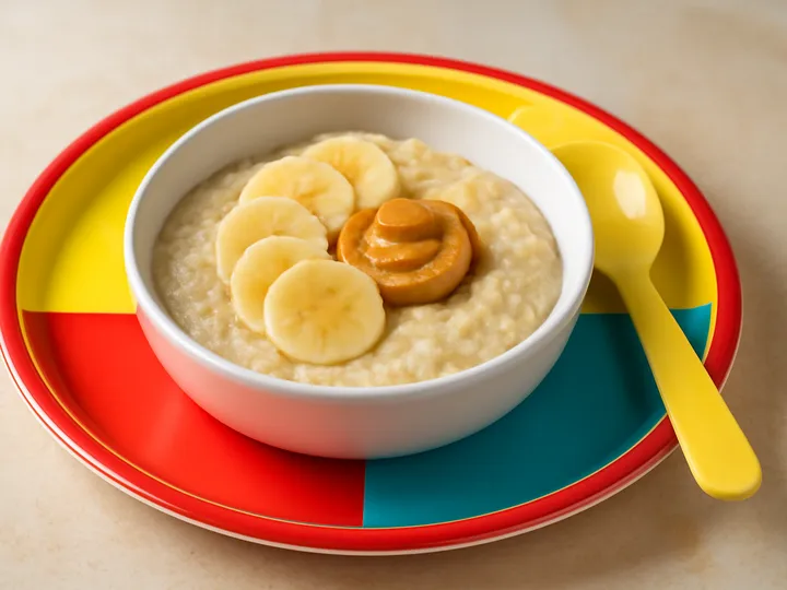 Pale Millet Bowl with Banana Crescents — The finished dish