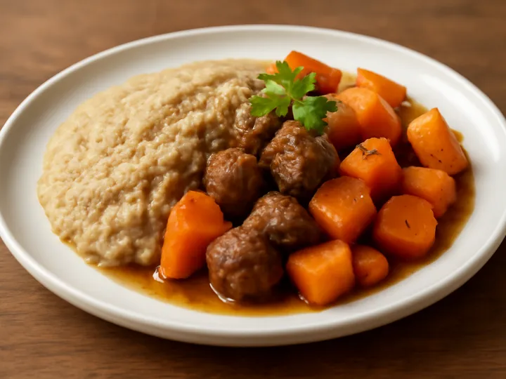 Soft Brabisko Grains with Orange Pumpkin Cubes — The finished dish