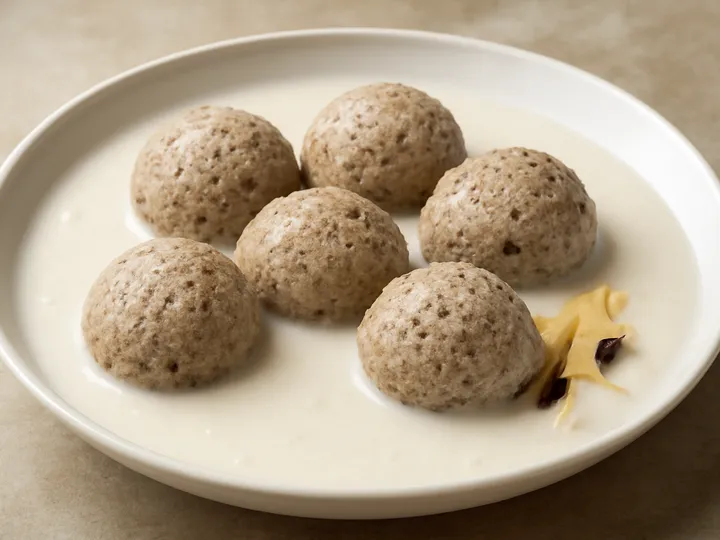 Speckled Fura Balls in Plain Nono — The finished dish