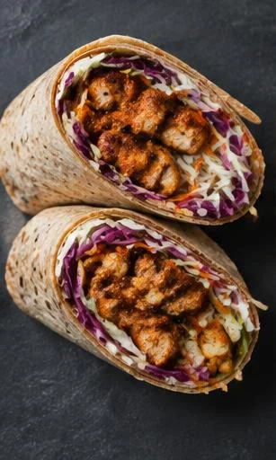 Suya Chicken & Cabbage Wrap — The finished dish