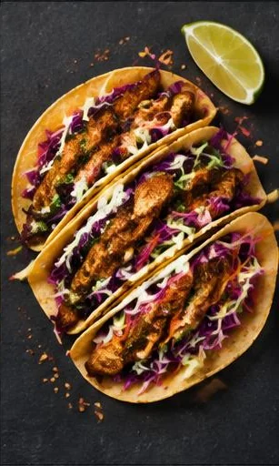 Suya Chicken & Slaw Tacos — The finished dish