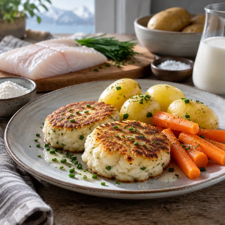 Haddock Fish Cakes with Potatoes and Carrot — The finished dish