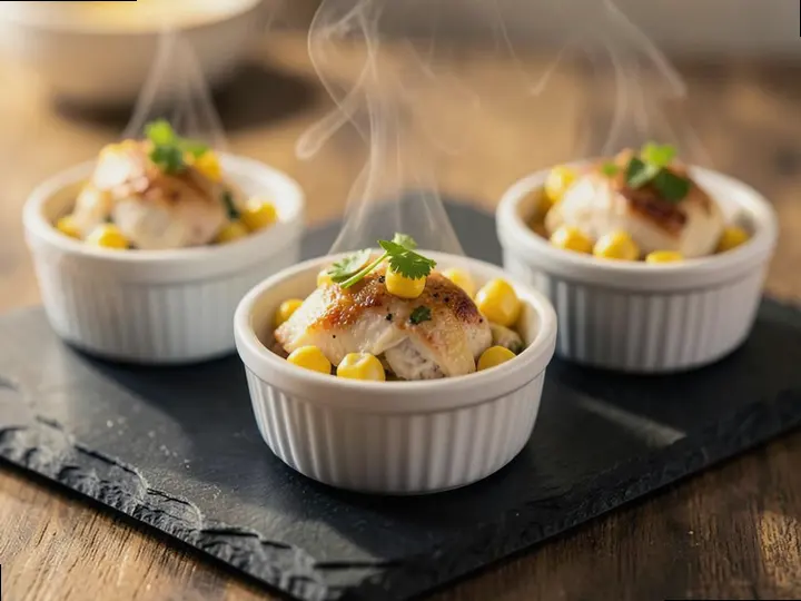 Steamed Chicken & Corn Cups (Punjabi style) — The finished dish