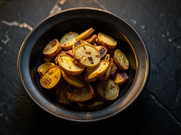Roasted Peanut & Taro Chips — The finished dish