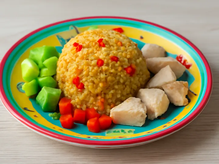 Golden Quinoa Mounds with Red Pepper Confetti — The finished dish