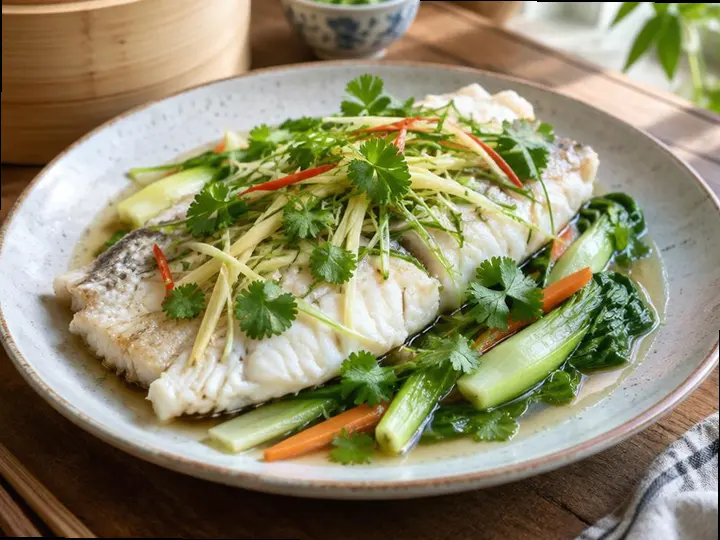 Steamed Whitefish & Herbs — The finished dish