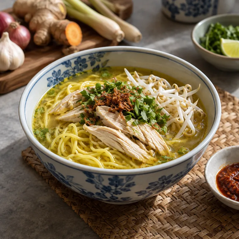 Mee Soto Ayam — The finished dish