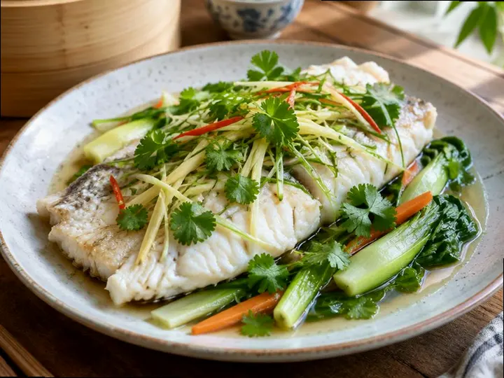 Steamed Fish with Assam — The finished dish