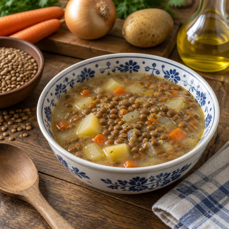 Šošovicová Polievka na Kyslo — Sour Lentil Soup — The finished dish