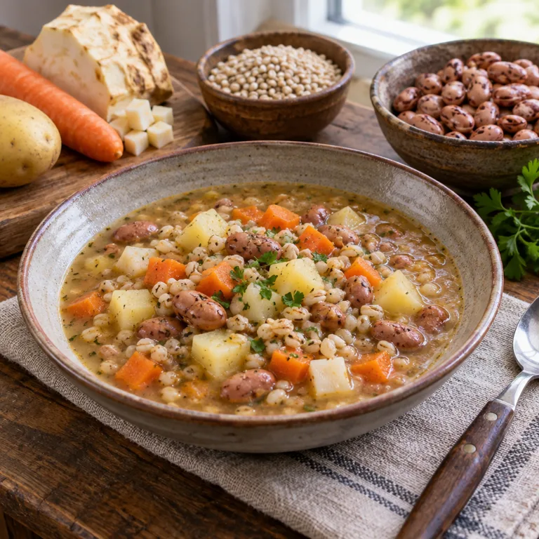 Slovenian Barley and Bean Ričet — The finished dish