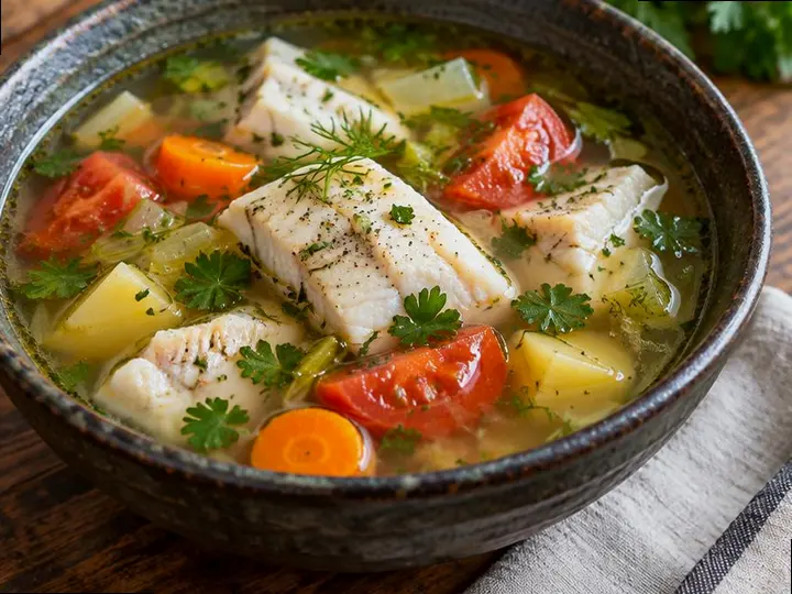 Cassava & Fish Soup — The finished dish