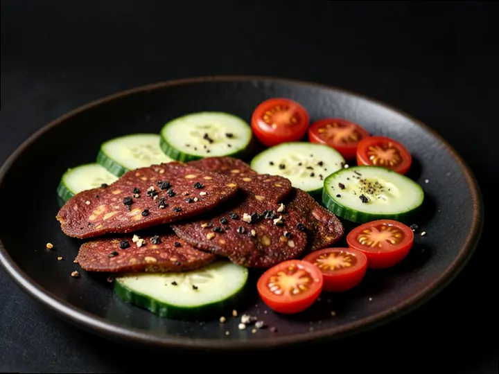 Biltong & Cucumber Plate — The finished dish