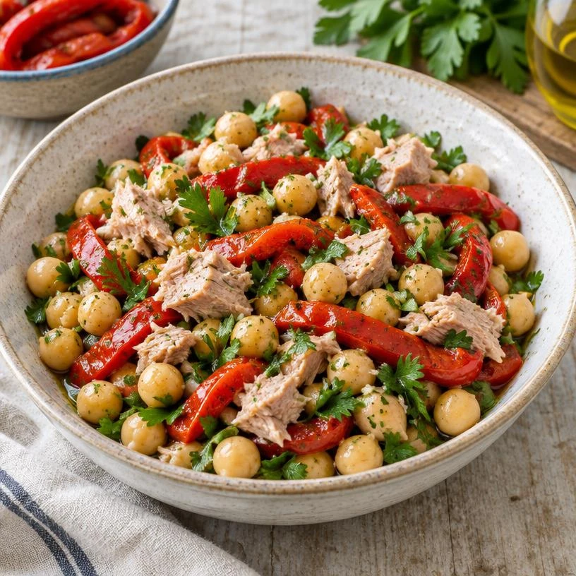Chickpea, Pepper & Tuna Salad — The finished dish