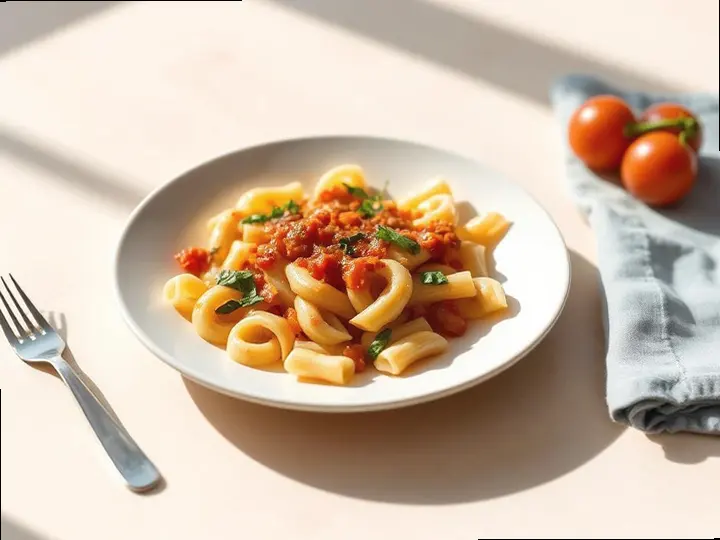 Hidden Veg Tomato Pasta (Galician style) — The finished dish