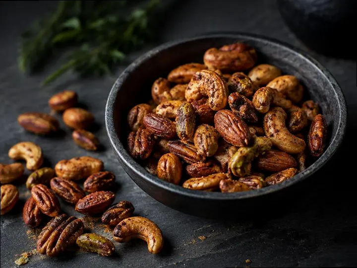 Coconut & Chilli Roasted Cashews — The finished dish